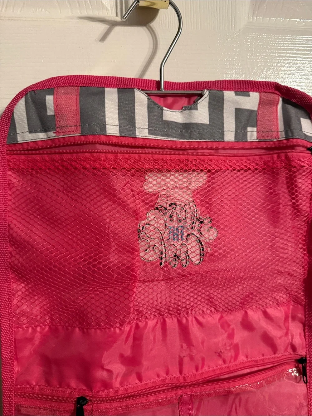 Playful 'Kiss The Cook' Embroidered CarryAll — Gray, White & Pink Accents